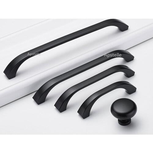 Black Dresser Wardrobe Knob U Type Zinc Alloy Cabinet Kitchen Hardware Modern Cupboard Drawer Handle Sliding door Pull