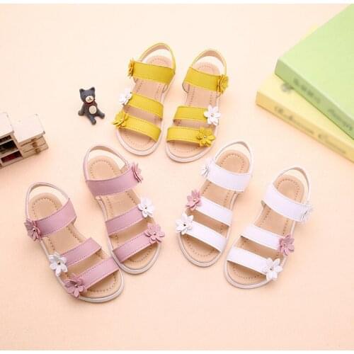 Hot Summer Beach Baby Girl Flat Sandals Strappy Flowers Kids Toddler Shoes 2019 New Boys And Girls Sandals For Girls 3 Color