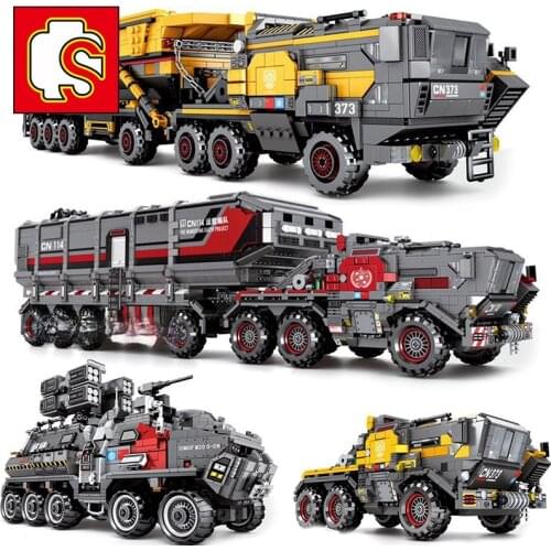 SEMBO City Wandering Earth Carrier Car Building Blocks high-tech Military Tank Cargo Van Transport Truck Bricks Boys Toys