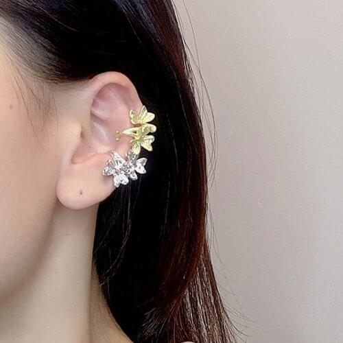 Origin Summer Unique Design Irregular Flower Clip Earring for Women Girls Gold Silver Color Metallic Earring Jewelry Pendientes