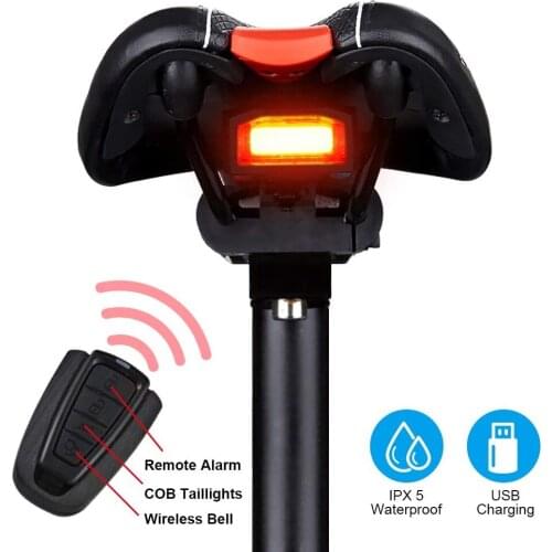 Waterproof Anti Theft Bike Security Lock Alarm Wireless Remote Control Alerter Taillights Warner Lamp Bicycle Accessories