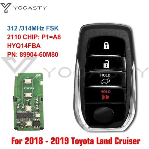 YOCASTY HYQ14FBA 2110 Keyless Entry Go Smart Remote Car Key Fob P1=A8 For Toyota Land Cruiser 2018 2019 89904-60M80 312 314MHz