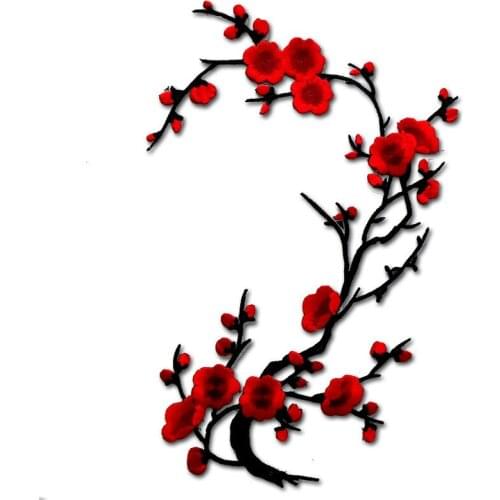 Plum Butterflies Flower Applique Embroidery Clothing Patch Fabric Sticker Iron On Sew On Patch Craft Sewing Repair Embroidered