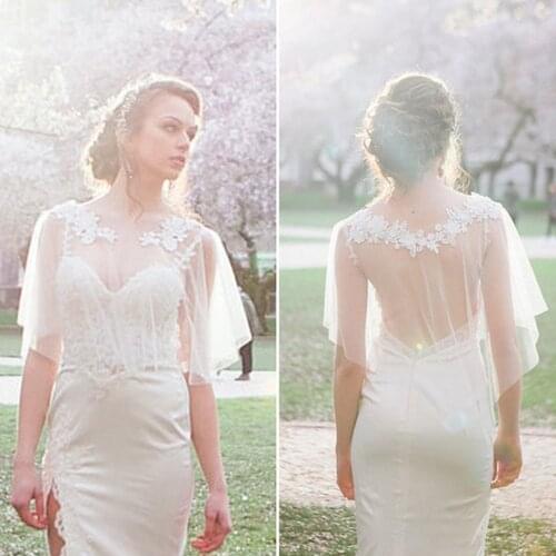 Wedding Dresses Shrugs Bohemian Wedding Boleros Appliques Lace Tulle Bride Shawls Boho Bridal Jacket Accessories