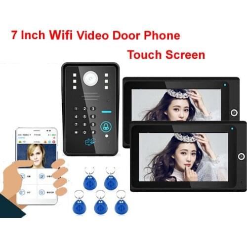 MOUNTAINONE intelligent WIFI network wired 7"video door phone with anti - theft alarm ID card&Password Unlock Motion Det
