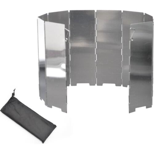 10 Plates Gas Stove Wind Shield 24*8.5cm Aluminum Alloy Outdoor Camping Picnic Cooking Burner Windproof Wind Shield Screen