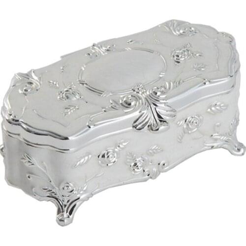 Vintage Metal Jewelry Box Small Trinket Jewellery Case Flower Carved Toothpick Organizer for Rings Earrings Necklace