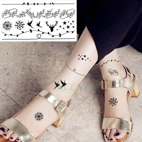 Waterproof Temporary Tattoo Stickers Snowflake Bird Leaf stars fake Tatto Flash Tatoo Tatouage Hand Back Foot for Girl Women Men