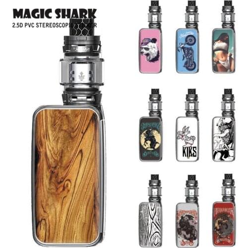 Magic Shark Rabbit Motorcycle Wood Print Case Vape Sticker Film Skin Cover for Smok X Priv Kit