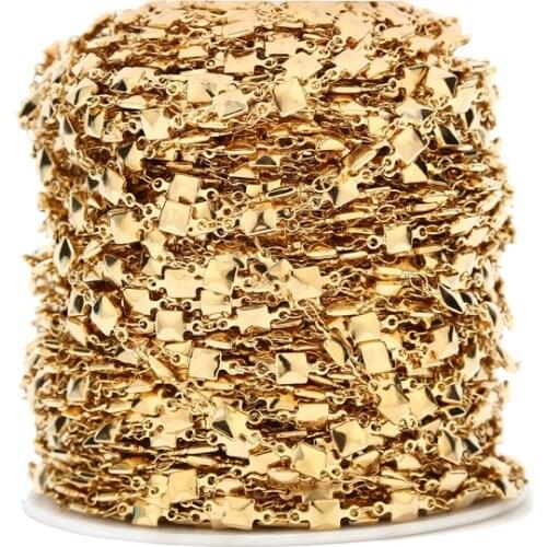 Top quality gold Tone 4.7mm Width Stainless Steel square link chain for jewelry making DIY