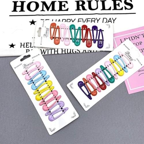 10pcs Girl Wind Sweet Cute Candy Color Paint Hair Clips Girls Baking Paint Hairpin Barrette Multi Hair Accessaries Bb Hairpin