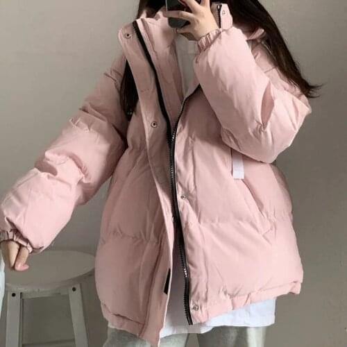Hstar Women Solid Oversize Thick Warm Hooded Parkas Female Casual Winter Down Coats Harajuku Cotton-padded Outerwears parkas