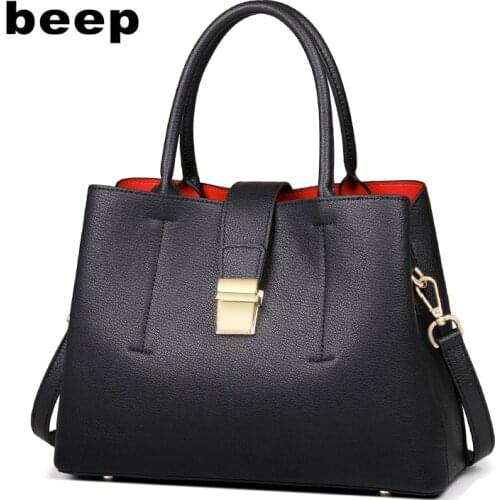 BEEP 2020 New Superior Cowhide Luxury Fashion Women Leather Bag Simple Tote Women Leather Shoulder Bag crossbody bags for women