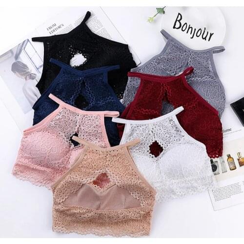 Summer Women Lingerie Push Up Wireless Hollow Lace Bra Top Women Bralette Underwear Lingerie Full Cup