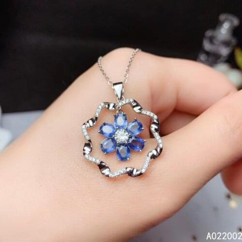KJJEAXCMY Fine Jewelry 925 Sterling Silver inlaid Natural sapphire Female Pendant Necklace luxury Support Detection