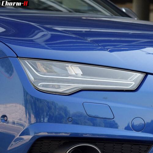 2Pcs Car Headlight Lamp Protective Film Vinyl Transparent TPU Decal Sticker For Audi A7 S7 RS7 4K 4G 2015-Present Accessories
