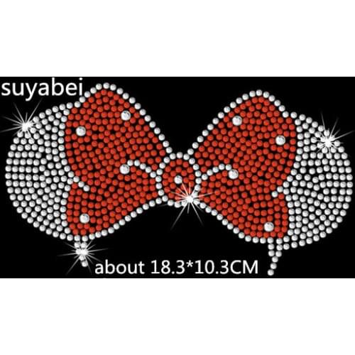 2pc/lot Cartoon knotbow hot fix iron on rhinestone TRANSFER iron on applique patches fixing rhinestones for shirt