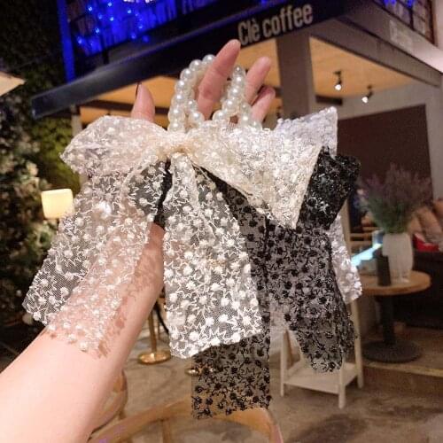 2021 Hot Lace Pearl Scrunchies Women Girls Hair Band Accessories Ornament Tie for lady Hair Ring Rope Holder Headwear Headdress