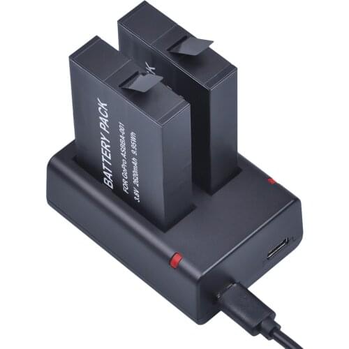 2pc ASBBA-001 Battery+Dual Type C Charger For Gopro ASBBA-001 Batteries Gopro Fusion 360-Degree Camera