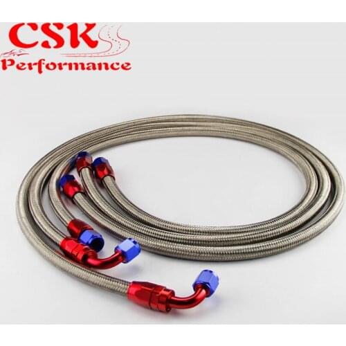 3Pcs 8AN Nylon Steel Braided Oil Fuel Line Oil Cooler Filter Relocate Hose Kit 1.2m 1.4m 1.6m