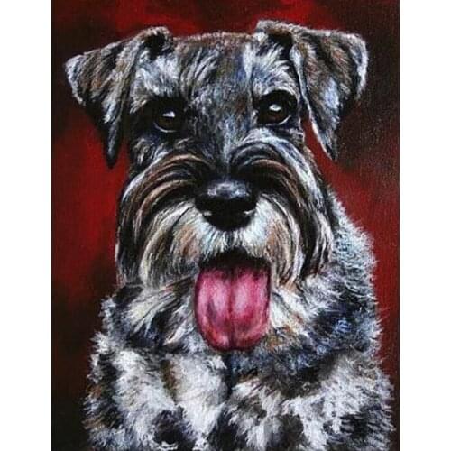 3D Diamond Embroidery schnauzer painting puzzle 5d, full, diy diamond painting christmas, square rhinestone, mosaic, dog