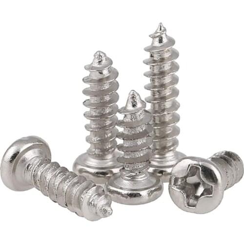 50pcs M2 M2.3 M2.6 M2.8 M3 M3.5 M4 Nickel-Plated Self Tapping Round Pan Head Micro Cross Phillips Screws Length 4mm/5mm/6mm-12mm