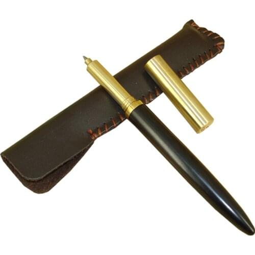 ACMECN New Hexagonal Brass Pen Push Click Black ink Refill 1.0mm Writing Point 38g Metal Brass Gold Heavy Push Ball Point Pen
