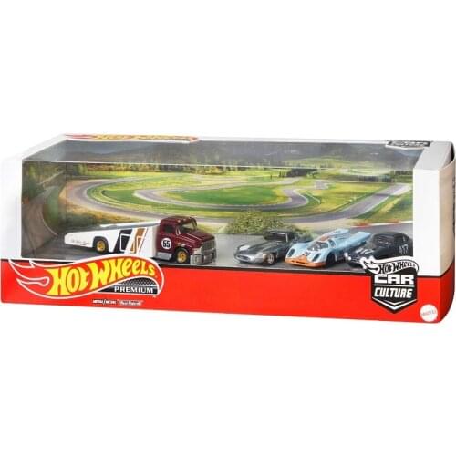 Hot Wheels Cars Premium GULF PORSCHE 917 JAGUAR Car Culture 1:64 Real Riders Diecast Vehicles Garage Set