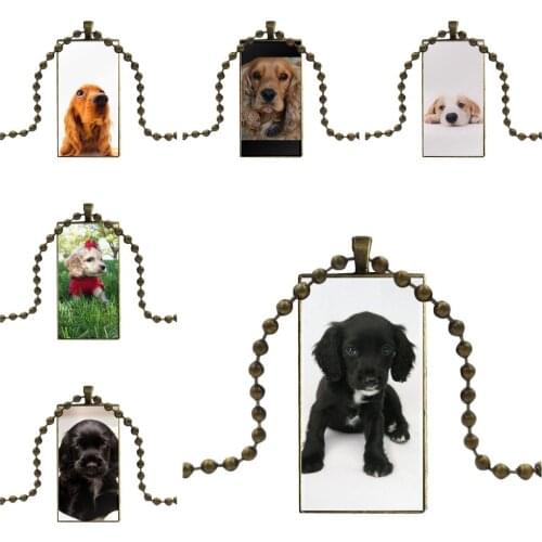 Brand Bronze Color Jewelry Fashion Statement Necklace Glass Necklaces Pendants For Men Women Gift Cocker Spaniel Puppy