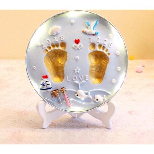 Baby DIY Hand Print Footprint Imprint Set Baby Souvenirs Hundred Days Gift Hand And Foot Print Mold With Standing Stand