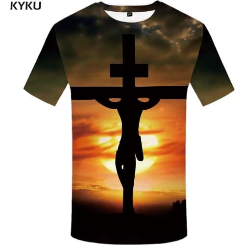 KYKU Jesus T Shirt Men Character Tshirt Moon 3d Print T-shirt Hip-hop Tee Cool Mens Clothing 2018 New Summer Casual Hipster Tops