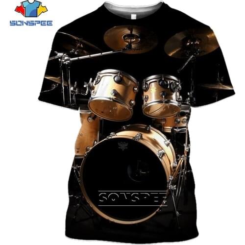 Anime 3d Print Funny Music T Shirt Men Women Fashion T-shirt Drum Set Sexy Kids Harajuku Top Tee Funny Shirts Homme Tshirt A48