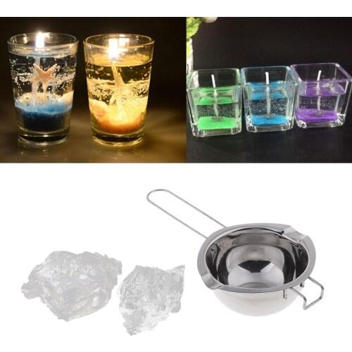 Stainless Steel Candle Wax Melting Pot Tools And 200g Basic Jelly Wax For DIY Scented Candle Making Valentine Gifts