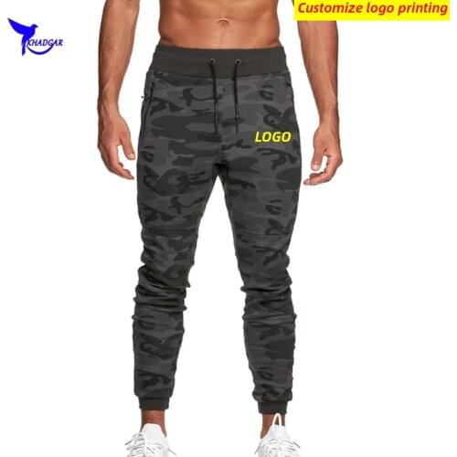Custom LOGO Men Cotton Running Sweatpants Quick Dry Gym Workout Fitness Sportswear Trousers Male Training Joggers Track Pants