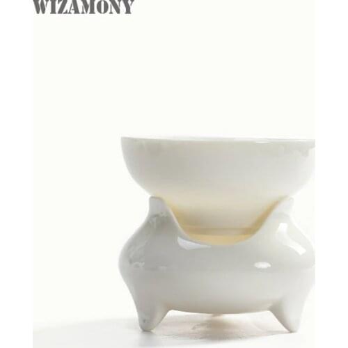 WIZAMONY Chinese Ceramic Whiteware tea set Filter Ceramic Tea set Leaf Strainers Kungfu Tea Accessories Two-pieces Set