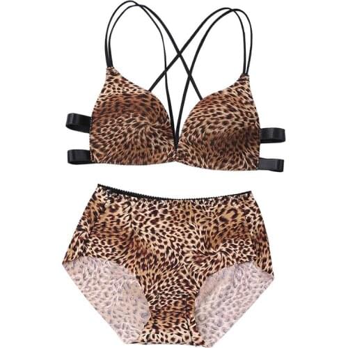 Bra Set With Front Buckle Bra & Brief Sets And Cross Back Beautiful Women Gathered Adjustable Bra And Panties