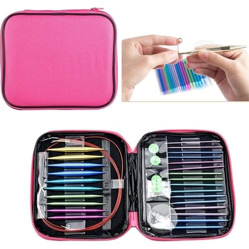 KAOBUY Circular Knitting Needles Set Double Pointed Interchangeable Crochet Needles Yarn Knitting Accessories Kit For Beginners
