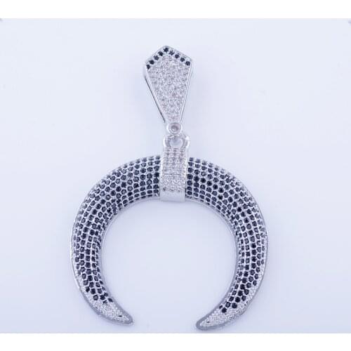 Hot Jewelry Vintage Black Zircon Moon Dangle Charms For Jewelry Making Big Copper Micro Pave Czech Charms Pendants Diy Berloques