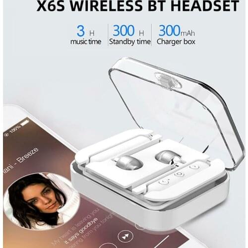 Magnetic Bluetooth 5.0 Sports Headset Mini Wireless Sports Earphones X6S HIFI Stereo Sound Rich Bass Headset With Charging Box