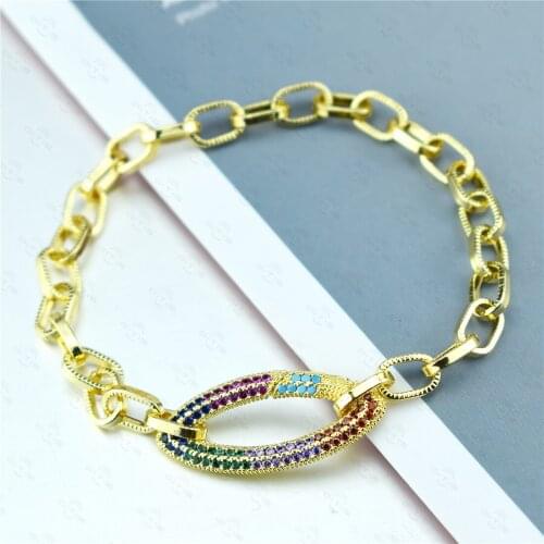 Fashion 30 Kinds Chain Bracelets Rainbow/With AAA Cubic Zircon New Design Copper Women Bangle for Christmas Party Gift 1PCS