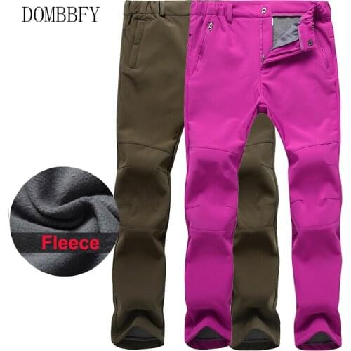 Men Winter Fleece Waterproof Pants Outdoor Women Soft shell Trousers Camp Fish Trekking Climb Hiking Sport Travel Training Pants