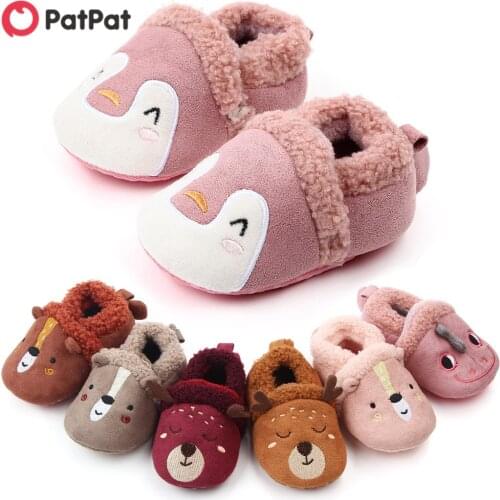 PatPat 2020 New Winter Baby Toddler Lovely Cartoon Animal Prewalker Shoes Toddler Shoes With Plush Print for Baby Unisex Shoes