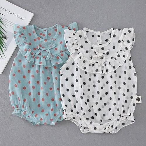New 2021 Summer Baby Girl Sleeveless Rompers Baby Girl Dot Rompers Baby Kids Girl Newborn Rompers Clothes