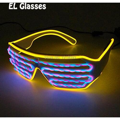 EL Wire Multicolor Shutter Glasses Colorful LED Light up Glasses Luminous Holiday Party DIY Decoration Party Glow Glasses