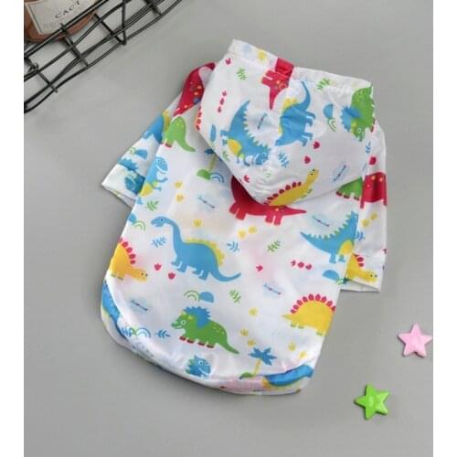 Pet Dog Clothes Cute Printed Sunscreen Clothes Air-condition Apparel Breathable Hoodied Coats Pet Costumes Spring Summer