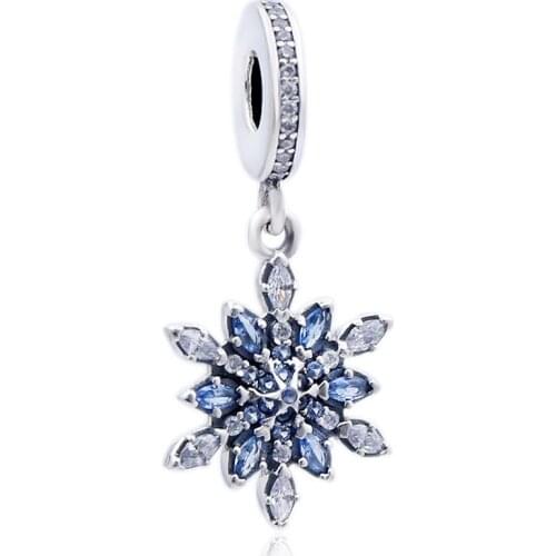 Original Snowflake With Crystal Pendant Beads Fit 925 Sterling Silver Bead Charm Bracelet Bangle DIY Jewelry