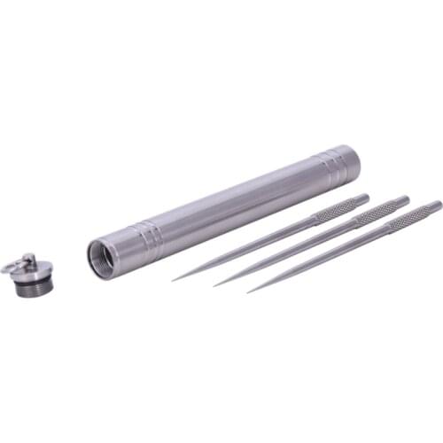 Outdoor Portable Titanium Alloy Toothpicks Storage + Reusable [Non-toxic] Titanium Alloy Toothpick