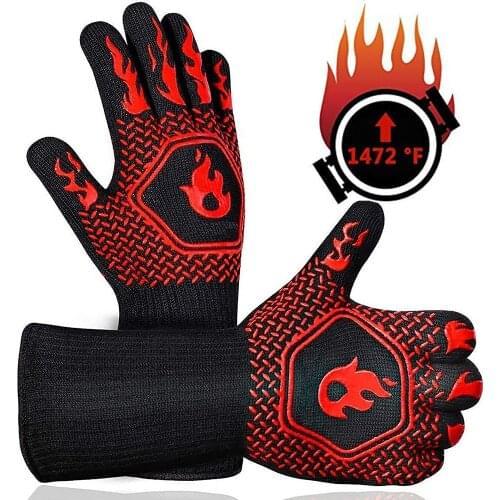 Barbecue anti-scald gloves Heat Glove Resistant BBQ Oven Gloves Kitchen Fireproof Gloves Anti-slip Gloves for Baking Cooking
