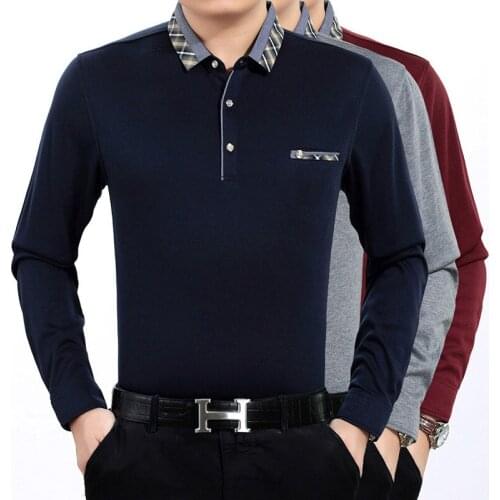 QNPQYX New Casual cotton Men Polo Shirts Thicker Mens Long Sleeve Solid Polo Shirts Camisa Polos Tops Tees Plus size