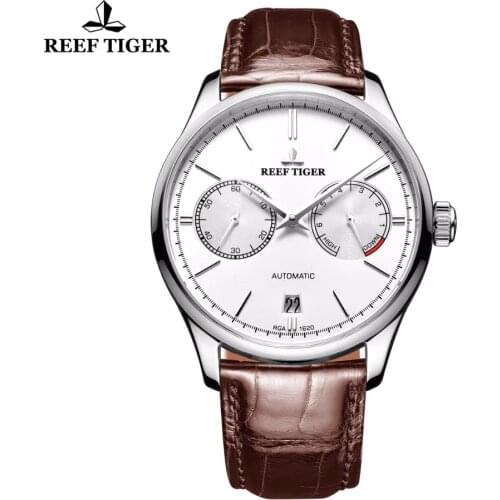 Reef Tiger/RT Casual Elegant Watches Date Automatic Watch For Men Steel Watch with Power Reserve RGA1620